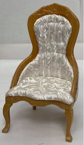 Chair without Arms, White Fabric, Oak Wood