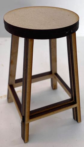1:6 Round Stool Kit Laser Cut (50 x 50 x 85mmH)