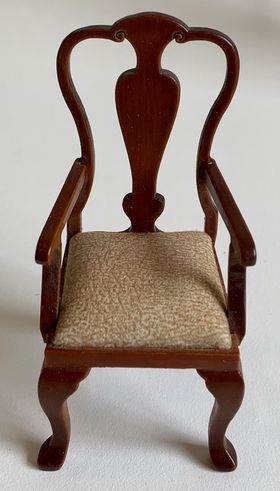 Walnut Chair with Arms and Padded Seat (48W x 50D x 100Hmm)