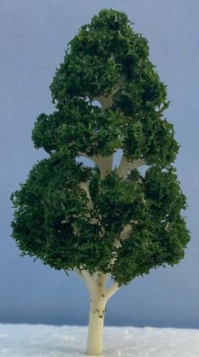 8cm Pear Shaped White Trunk Dark Green Tree