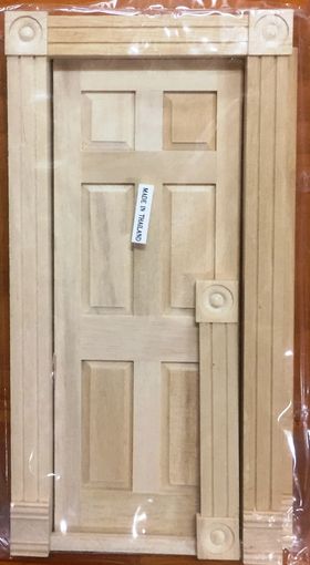 Fancy 6 Panel Door with Trim (Fits opening 3 13/16"W x 7 5/16"H)