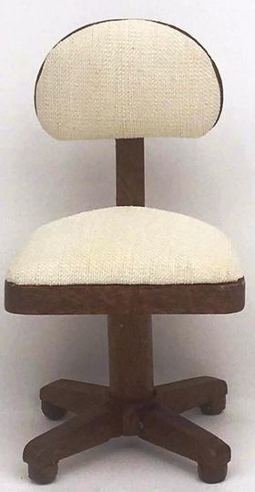 Walnut Desk Chair with White Padded Seat (40 x 35 x 75)