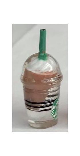 Brown Drink with Cream on Top (12Diam x 25H + 5mmH straw)