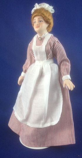 Maid in Red Striped Dress (150mmH) by Debra Hammond