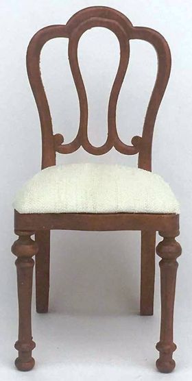 Dining Chair Walnut with White Padded Seat (40 x 42 x 87Hmm)