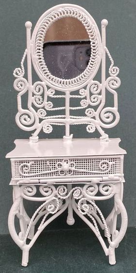 Dressing Table Tall with Mirror White Wire (74W x 44D x 163Hmm)