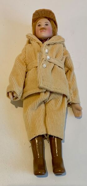 Man in Tan with Hat Porcelain Doll (150Hmm)