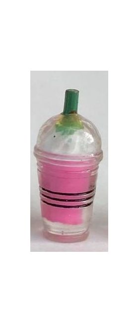 Dark Pink Drink with Cream on Top (12Diam x 25H + 5mmH straw)