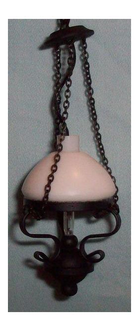 Ceiling Light Black Chains White Shade (25mm Diam Shade)