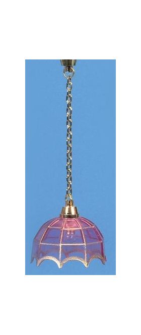 Pink Tiffany Ceiling Light (Shade: 32 Diam x 30H + 50mm Chain)