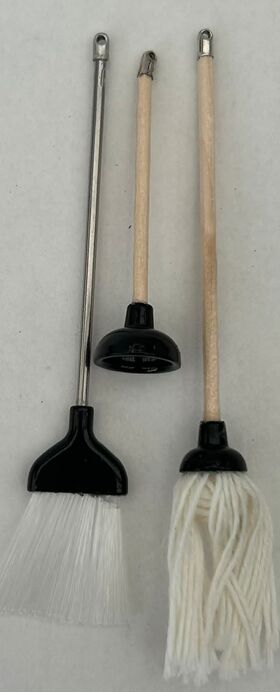 Mop, Broom and Plunger Black (Broom 85L, Mop 90L, Plunger 50Lmm)