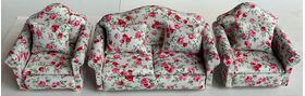 Sofa Set, Pink Floral (Sofa: 135W x 60D x 85Hmm)