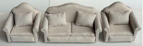 Sofa Set, Cream Stripe (Sofa: 135W x 60D x 85Hmm)