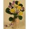 Yellow Roses / Purple Tulips in Pink Vase (15 Diam x 45Hmm)
