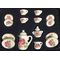 Tea set 17pc, Trio of Roses with Pink Trim