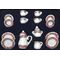 Tea set 17pc, Coloured Floral Round