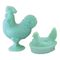 Rooster & Hen Figurines, Jadite