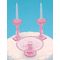 Cake Plate with 2 Candlesticks Pink