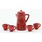 Red Enamelware Coffee Set 5 Pieces (Coffee Pot - 1" x 5/8" Diameter; Cups - 3/8" x 1/4")