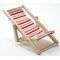 Beach Chair, Red/White/Pink Fabric, Natural Wood - Chair Folds (3-1/2" x 2-1/4" x 2-3/8" )