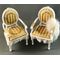 Pair Chairs with Gold Strip Fabric and Hand Painted Detail by Petite Romantique
