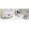 1:16 Scale 3 Piece Ceramic Bathroom Set White with Blue Floral (Bath: 120 x 47 x 49Hmm)