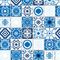 Embossed Blue Mediterranean Tiles A3 (420 x 297mm)