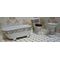 3 Piece Ceramic Bathroom Set White with Grey Floral