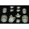 Box of 10 Ceramic Dinner Set, White with Aztec Design Trim, 17 Pieces (Plates: 23mm Diameter)