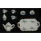 Box of 10 Ceramic Tea Set, White with Blue Floral, 10 Pieces